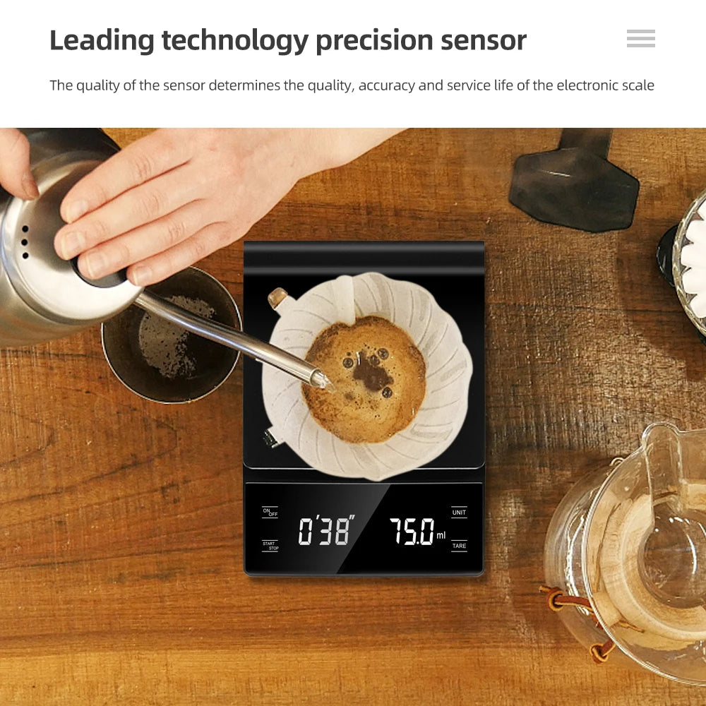 KŌHI-Home Digital Coffee Scale with Timer – Precision Scale for Pour Over, Drip & Espresso (3 kg / 0.1 g)