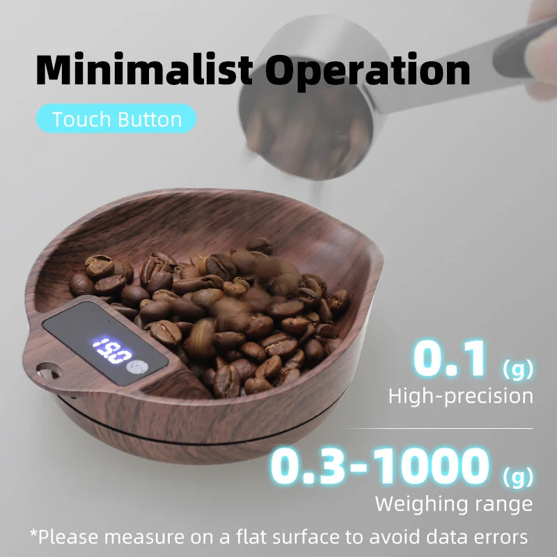 KŌHI-Home Digital Coffee Scale – Precision Bean &amp; Espresso Scale with Display Tray (0.1 g Accuracy)