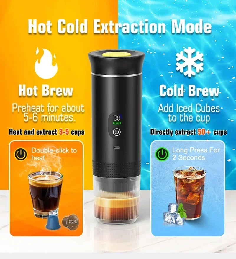 KŌHI-Home Portable Espresso Machine – 3-in-1 Capsule & Ground Coffee Maker with Digital Display