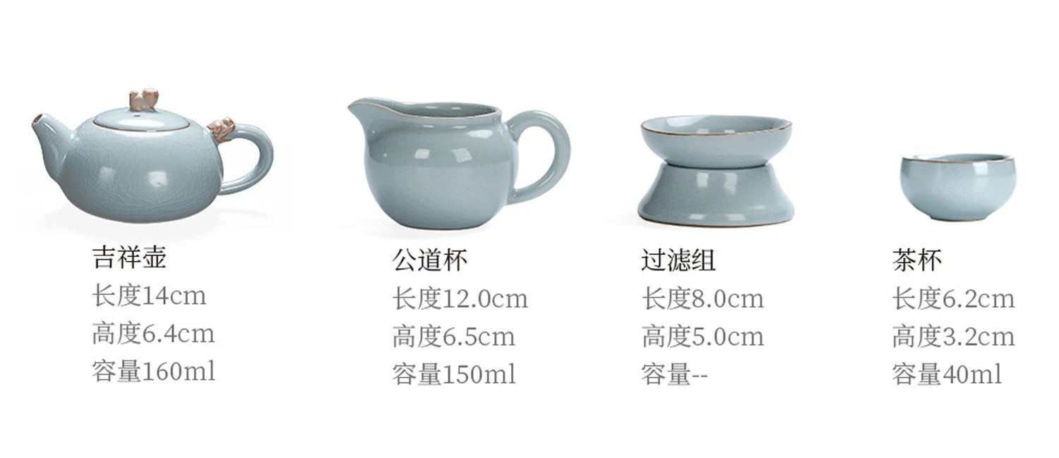 KŌHI-Home Yixing Keramik-Kung-Fu-Teeservice (27-teilig) – Chinesisches Teezeremonie-Set mit Teetablett aus Massivholz