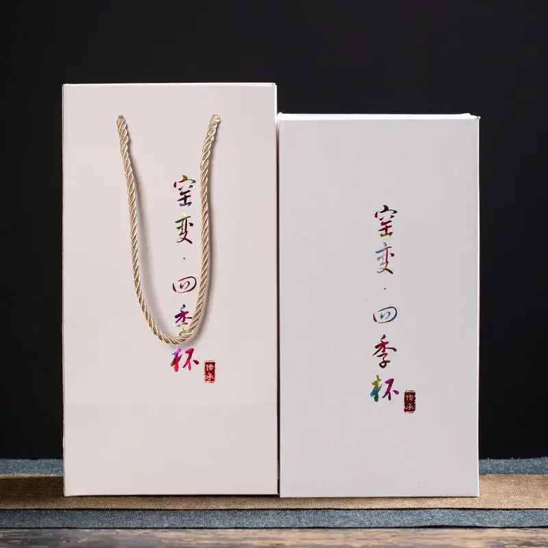 KŌHI-Home Four Seasons Kiln-Transformed Ceramic Tea Cups – Gift Set of 4