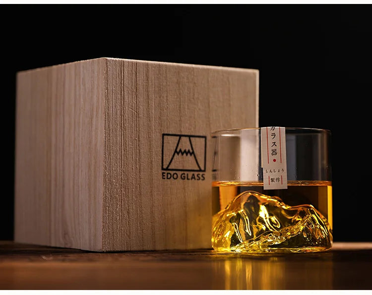 KŌHI-Home Mountain Whiskey Glass — Wooden Gift Box
