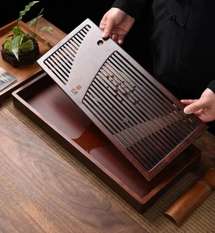 KŌHI-Home Yixing Keramik-Kung-Fu-Teeservice (27-teilig) – Chinesisches Teezeremonie-Set mit Teetablett aus Massivholz