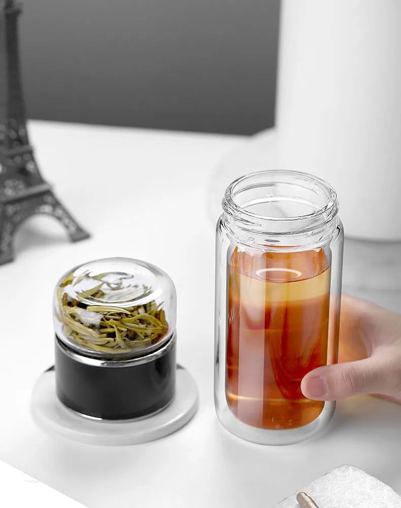 KŌHI-Home Double-Wall Glass Tea Bottle with Infuser