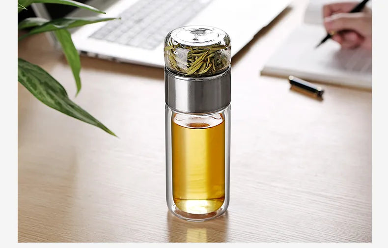 KŌHI-Home Double-Wall Glass Tea Bottle with Infuser