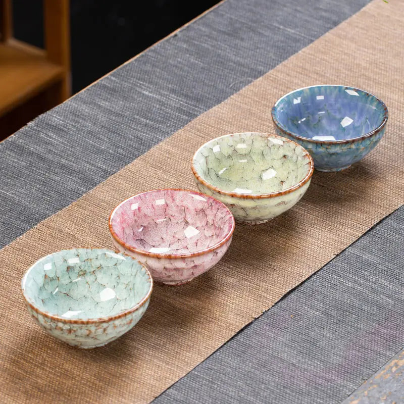 KŌHI-Home Four Seasons Kiln-Transformed Ceramic Tea Cups – Gift Set of 4