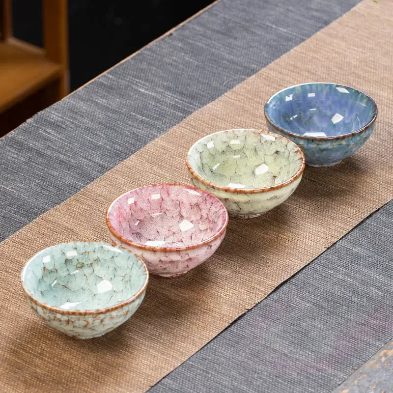 KŌHI-Home Four Seasons Kiln-Transformed Ceramic Tea Cups – Gift Set of 4