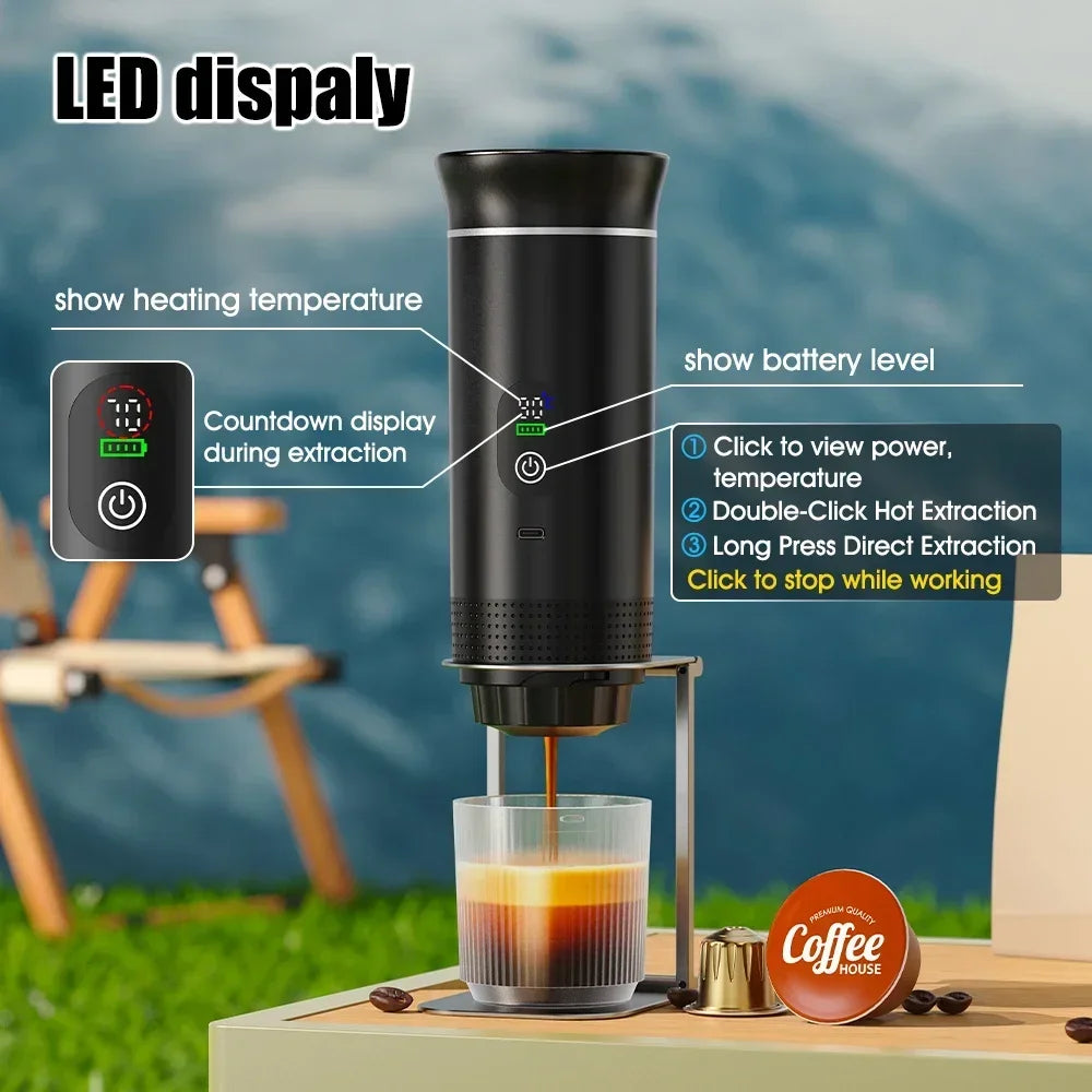 KŌHI-Home Portable Espresso Machine – 3-in-1 Capsule & Ground Coffee Maker with Digital Display