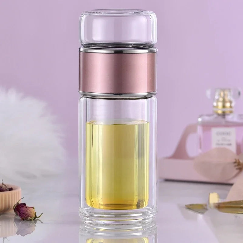 KŌHI-Home Double-Wall Glass Tea Bottle with Infuser