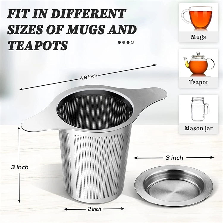 KŌHI-Home Stainless Steel Tea Infuser – Fine Mesh Strainer with Double Handles for Loose Leaf Tea