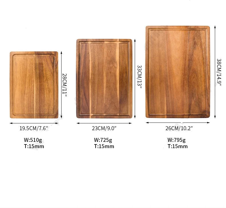 KŌHI-Home Thick Acacia Wood Cutting Board – Large Solid Wood Board for Kitchen & Table