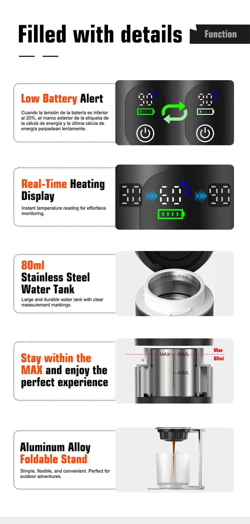 KŌHI-Home Portable Espresso Machine – 3-in-1 Capsule & Ground Coffee Maker with Digital Display