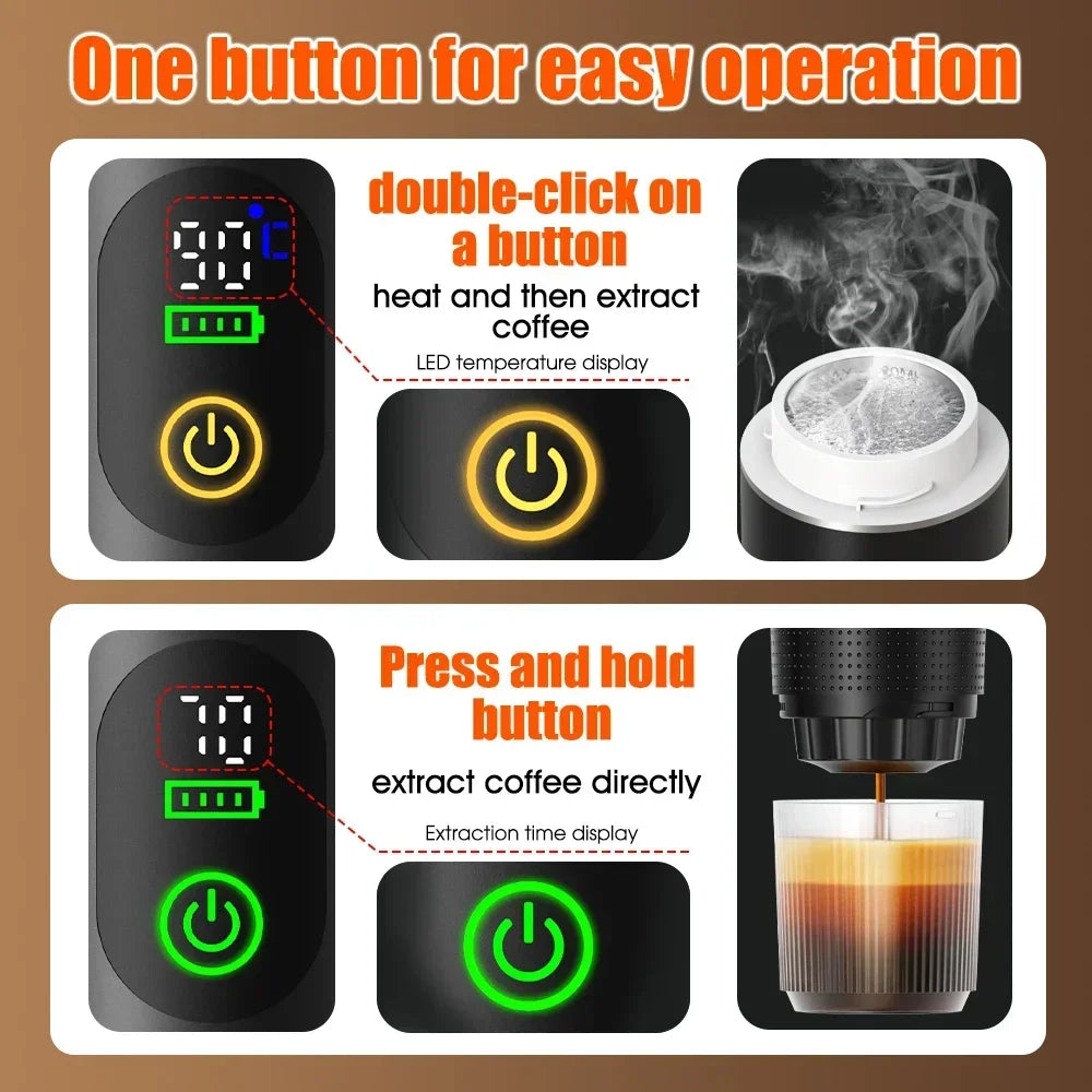 KŌHI-Home Portable Espresso Machine – 3-in-1 Capsule & Ground Coffee Maker with Digital Display
