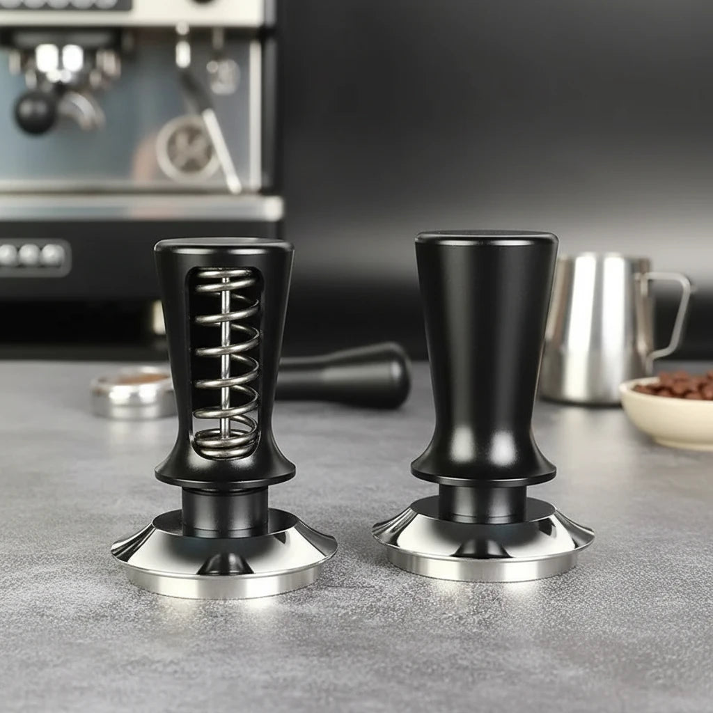 KŌHI-Home Kalibrierter Espresso-Tamper – Federbelasteter Edelstahl-Tamper (51 / 53 / 58 mm)