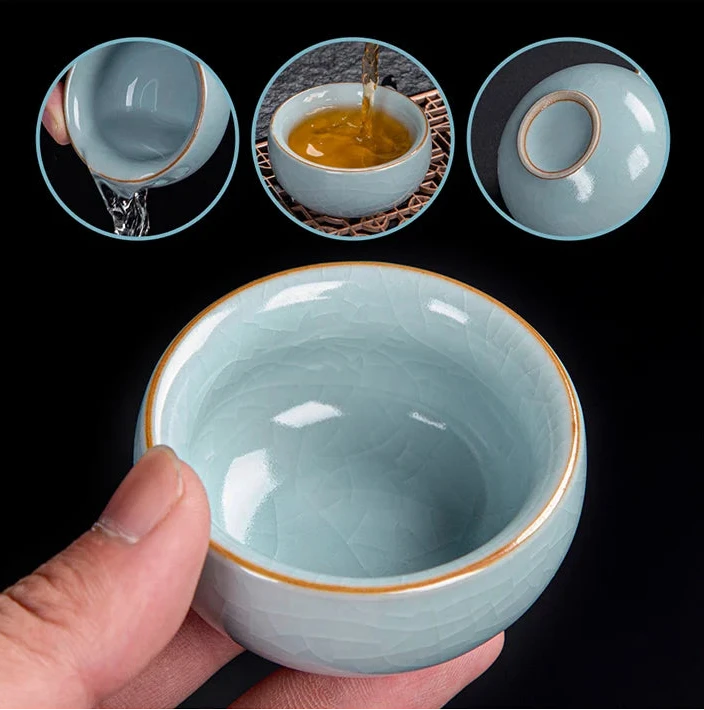 KŌHI-Home Yixing Keramik-Kung-Fu-Teeservice (27-teilig) – Chinesisches Teezeremonie-Set mit Teetablett aus Massivholz