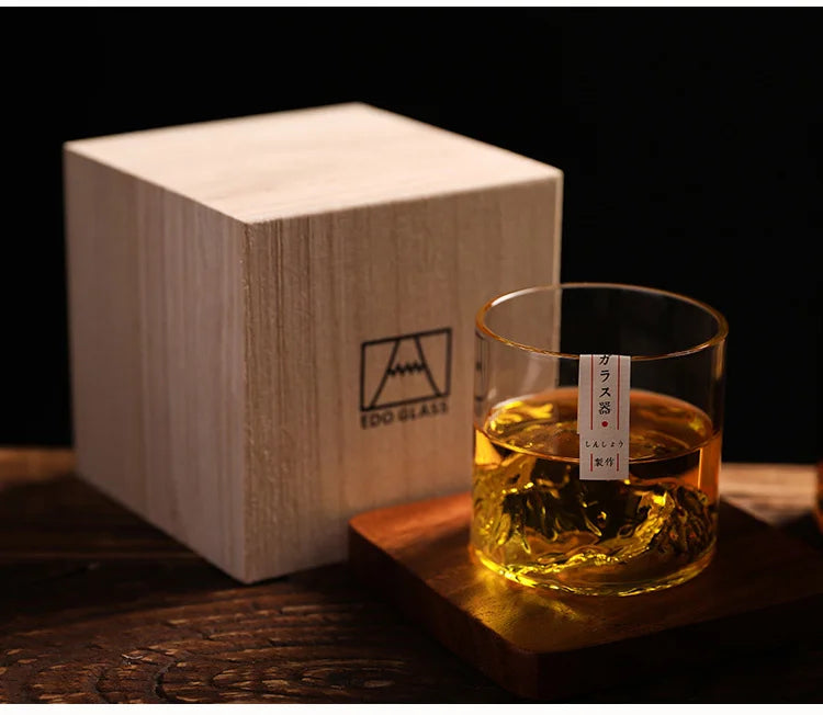 KŌHI-Home Mountain Whiskey Glass — Wooden Gift Box