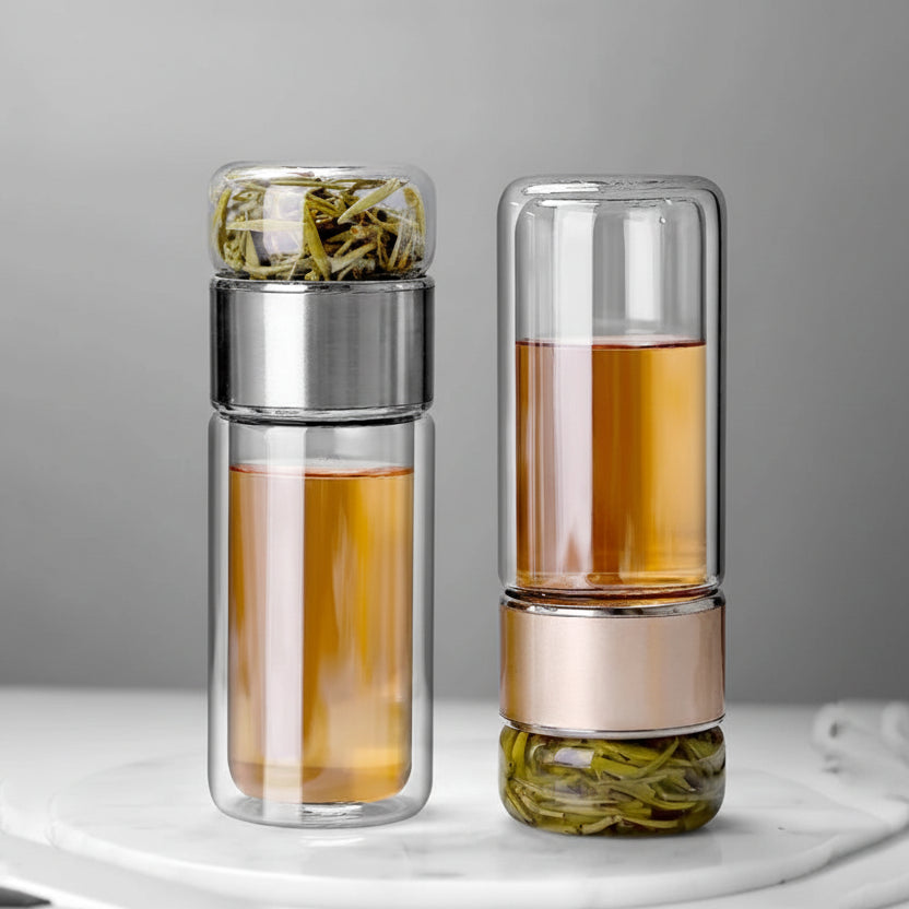 KŌHI-Home Double-Wall Glass Tea Bottle with Infuser