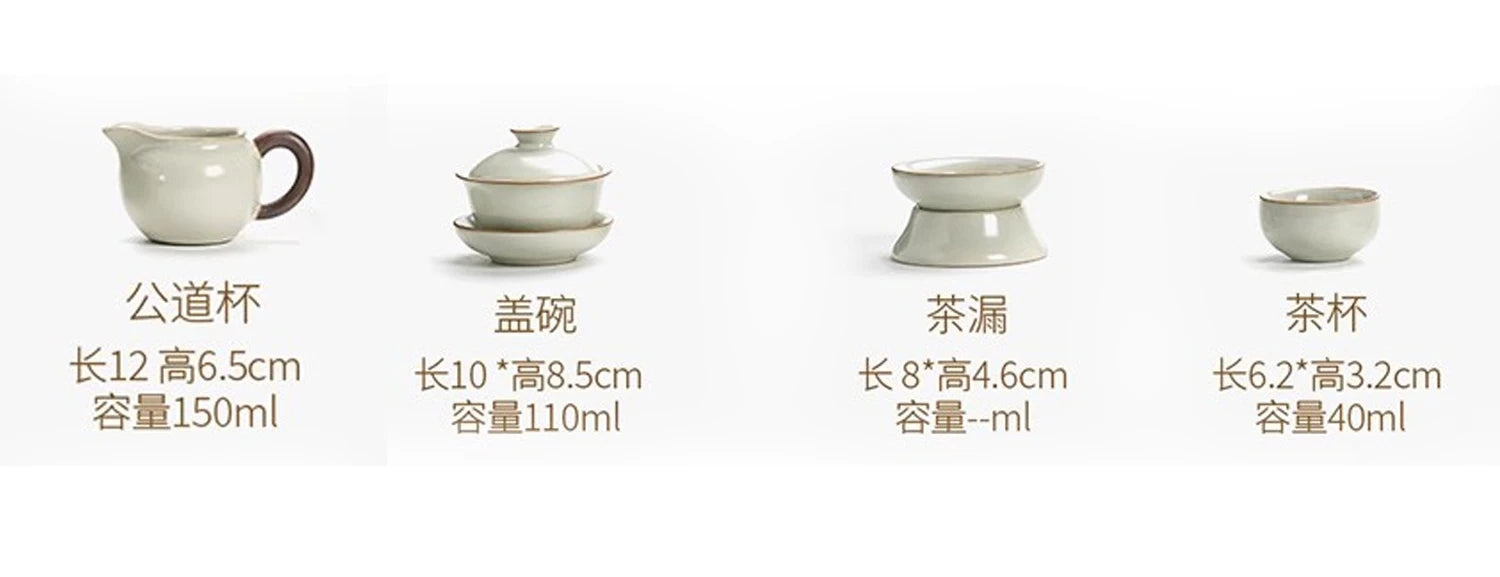 KŌHI-Home Yixing Keramik-Kung-Fu-Teeservice (27-teilig) – Chinesisches Teezeremonie-Set mit Teetablett aus Massivholz