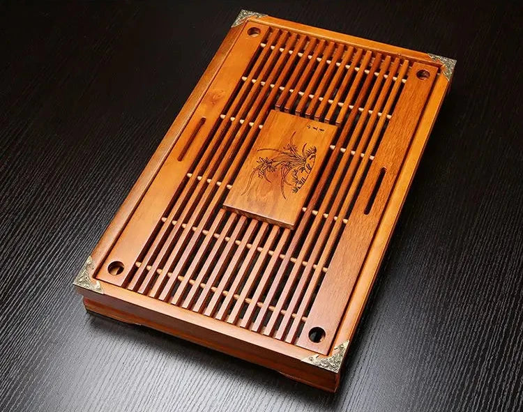 KŌHI-Home Yixing Keramik-Kung-Fu-Teeservice (27-teilig) – Chinesisches Teezeremonie-Set mit Teetablett aus Massivholz