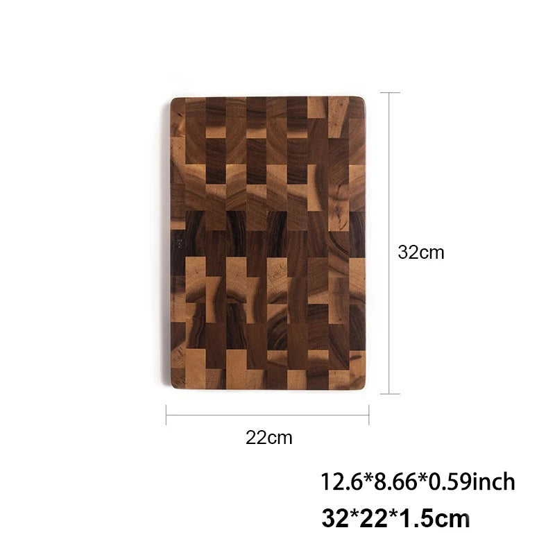 KŌHI-Home Solid Acacia Wood Cutting Board – Dark Checkered Grain Wooden Chopping Board