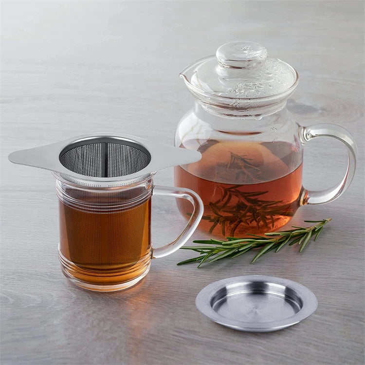 KŌHI-Home Stainless Steel Tea Infuser – Fine Mesh Strainer with Double Handles for Loose Leaf Tea