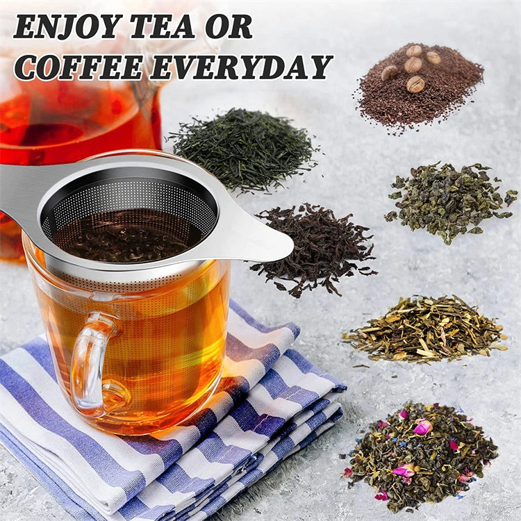 KŌHI-Home Stainless Steel Tea Infuser – Fine Mesh Strainer with Double Handles for Loose Leaf Tea