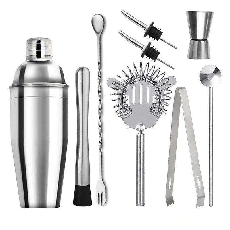 KŌHI-Home Stainless Steel Cocktail Shaker Set (6–9 Pieces) – Bartending Tools with Storage Bag