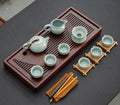 KŌHI-Home Yixing Keramik-Kung-Fu-Teeservice (27-teilig) – Chinesisches Teezeremonie-Set mit Teetablett aus Massivholz
